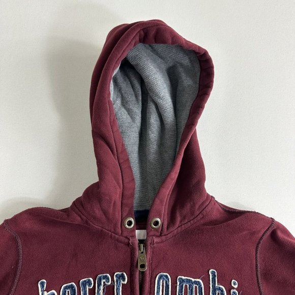 Abercrombie & Fitch Maroon Red Long Sleeve Hooded Sweater Boys Size Large - Picture 5 of 9